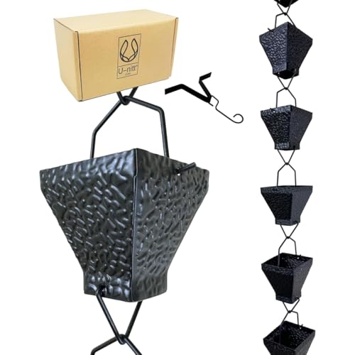 8.5 FT Metal Black Rain Chain with Square Cups D52874