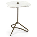 White Marble and Antique Gold Accent Table I5131
