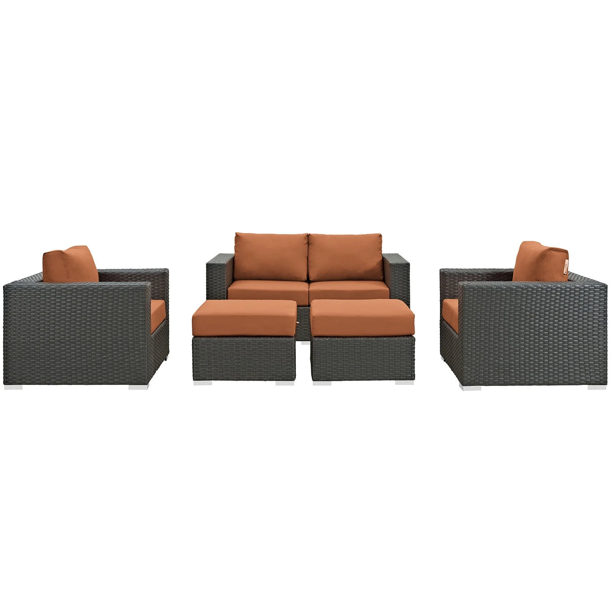 Orange Rattan Five PCS Sectional Sofa Set J173136
