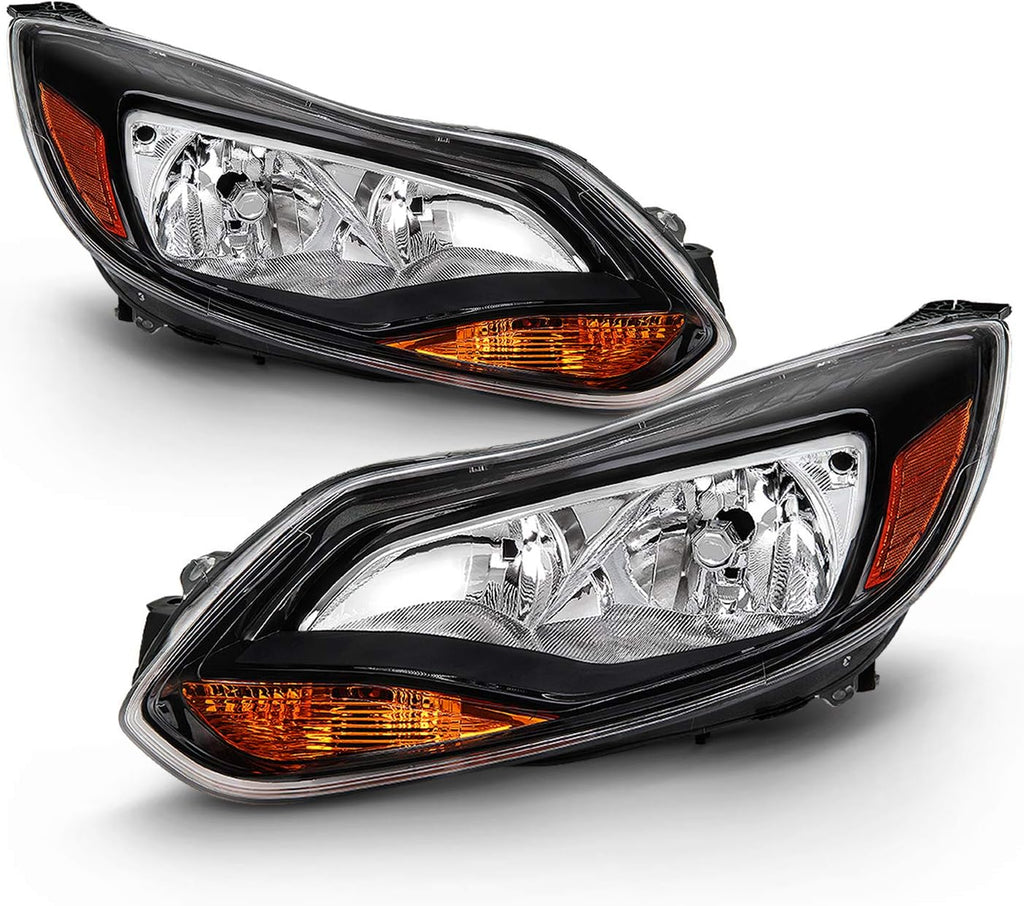Black Trim Halogen Headlights Pair R1765