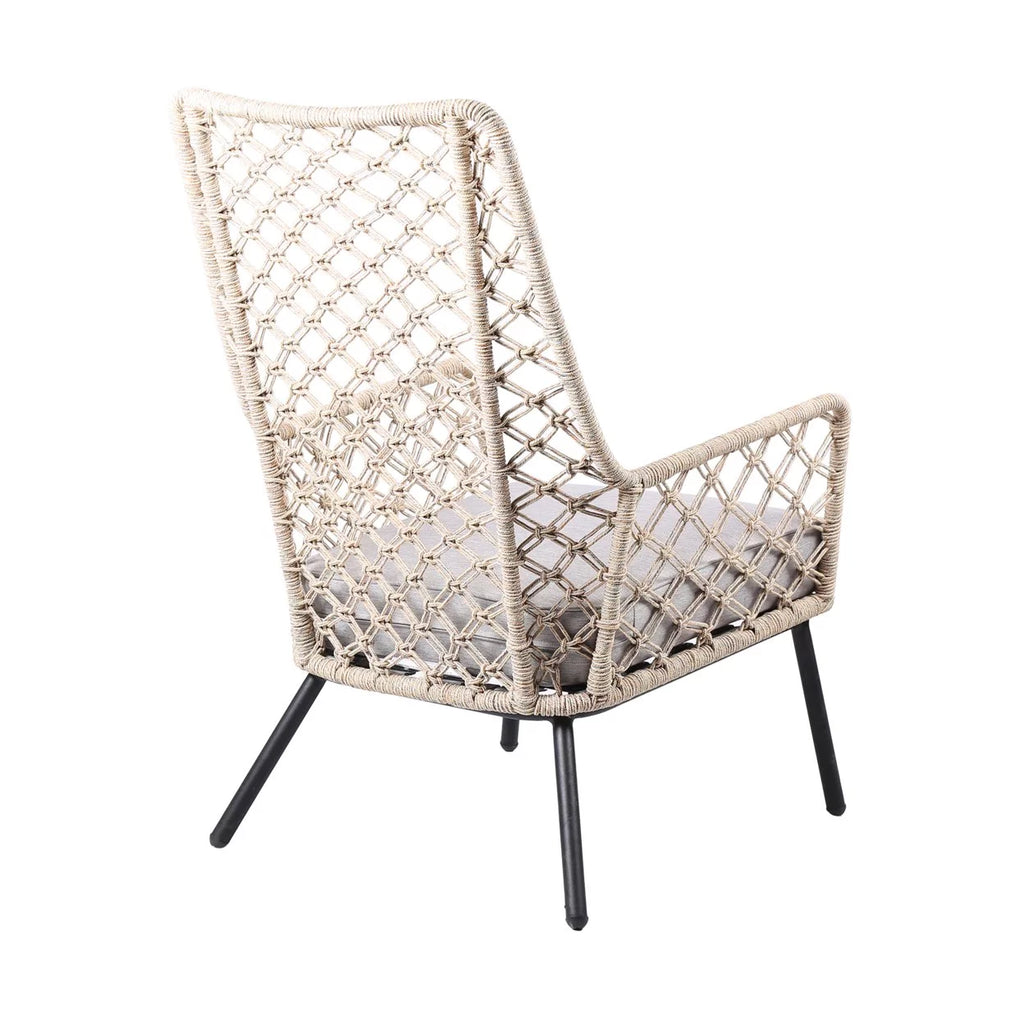Indoor Outdoor Lounge Chair with Woven Lattice Back, Beige G60931