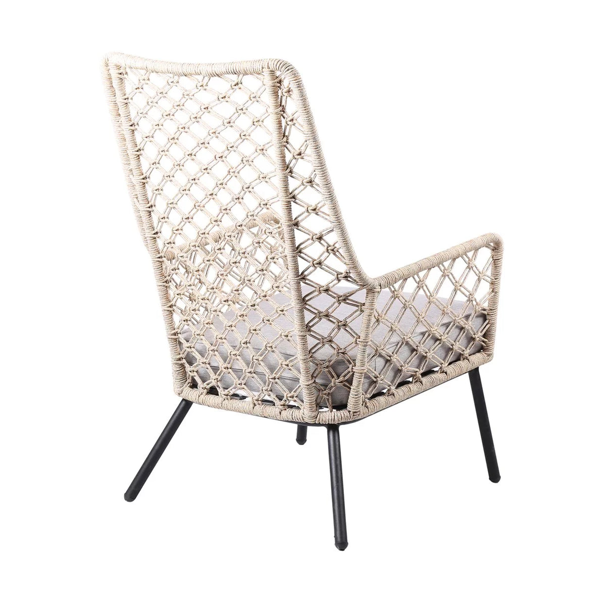 Indoor Outdoor Lounge Chair with Woven Lattice Back, Beige G60931