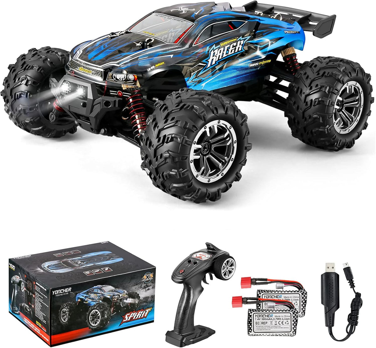 RC Car 4WD Waterproof Off Road Monster Truck with 2 Batteries I99298