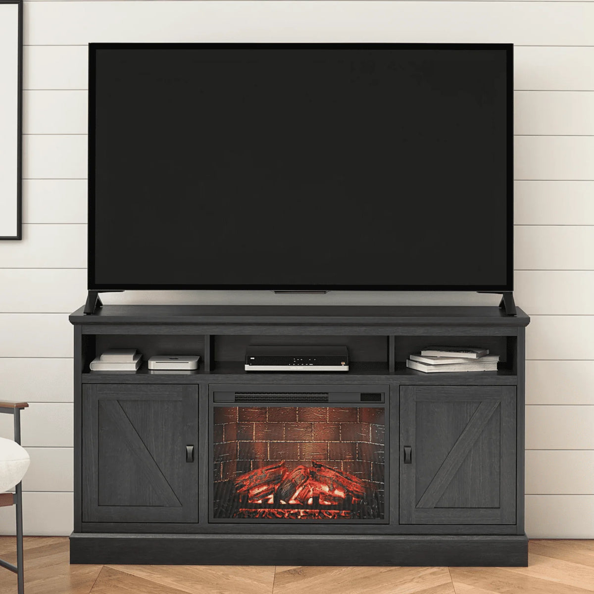 Black Oak Electric Fireplace TV Stand P394018