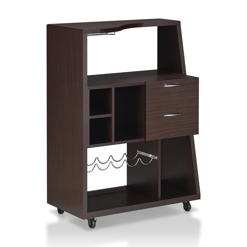 Walnut 2-Drawer Wood Mini Bar U35079
