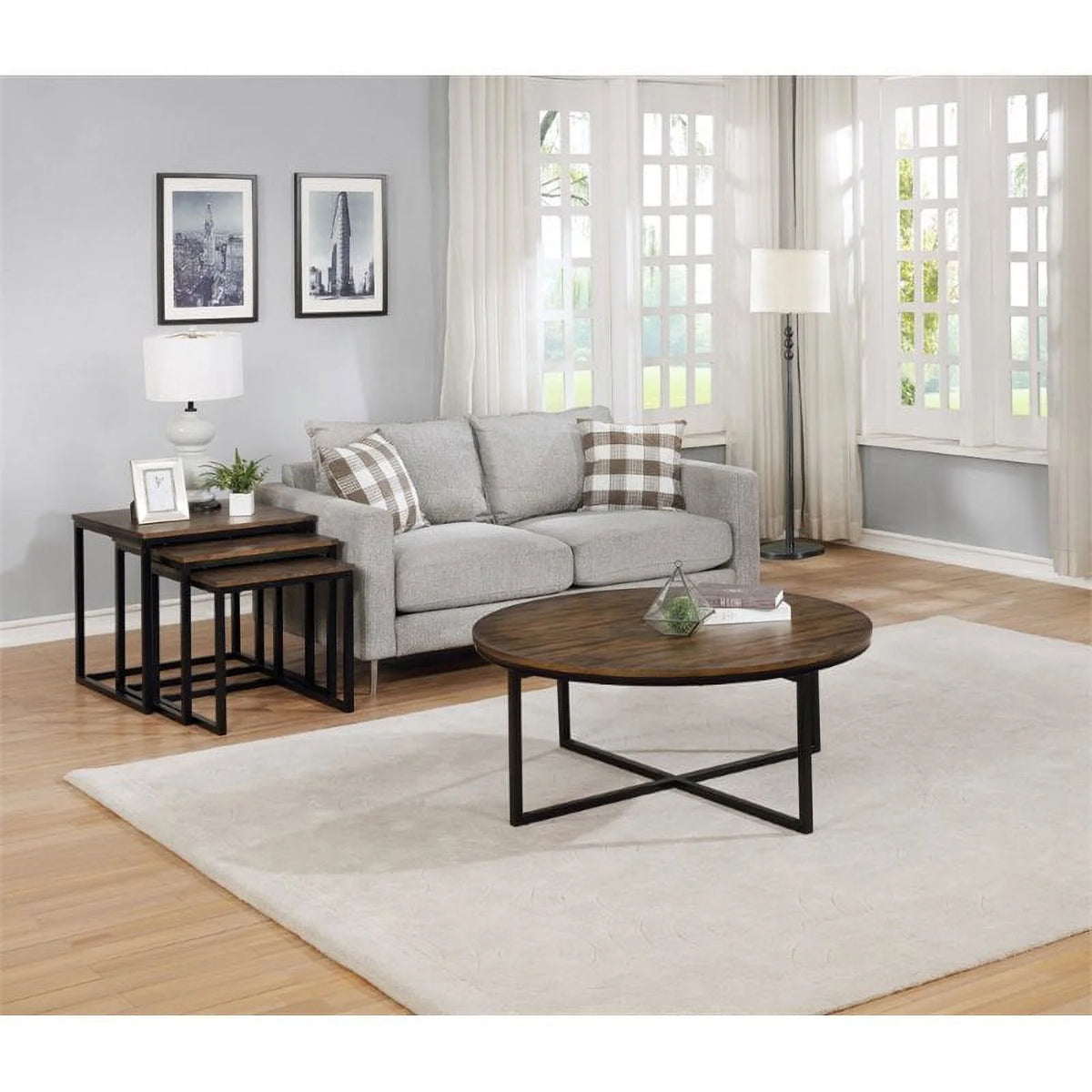 Round Acacia Wood Coffee Table F1911