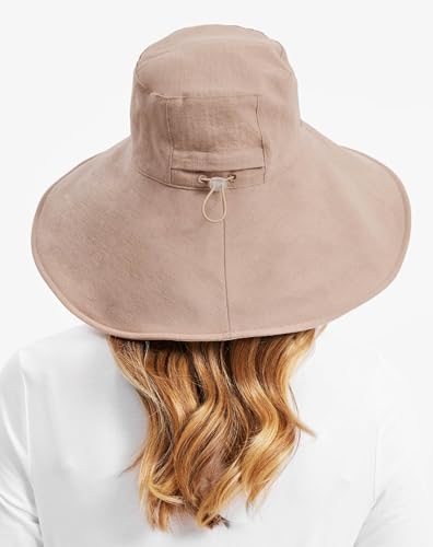 Women’s Ultra-Wide Cotton Linen Sun Hat UPF 50+ Packable Adjustable B24890