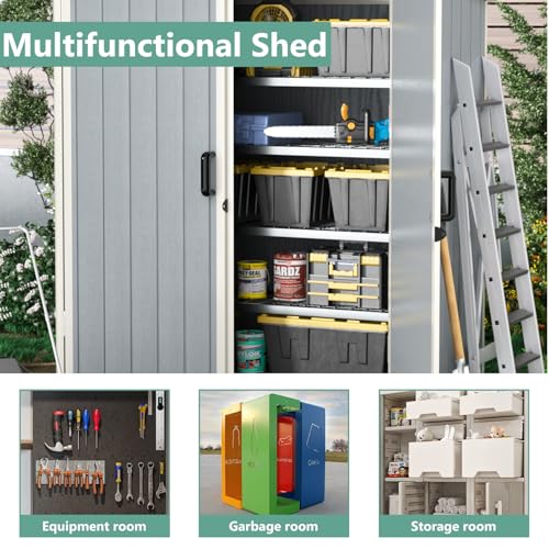 5 x 3FT Resin Storage Shed with Floor and Lockable Door L718835