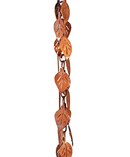 3 Feet Length Copper Cascading Leaves Rain Chain W68744