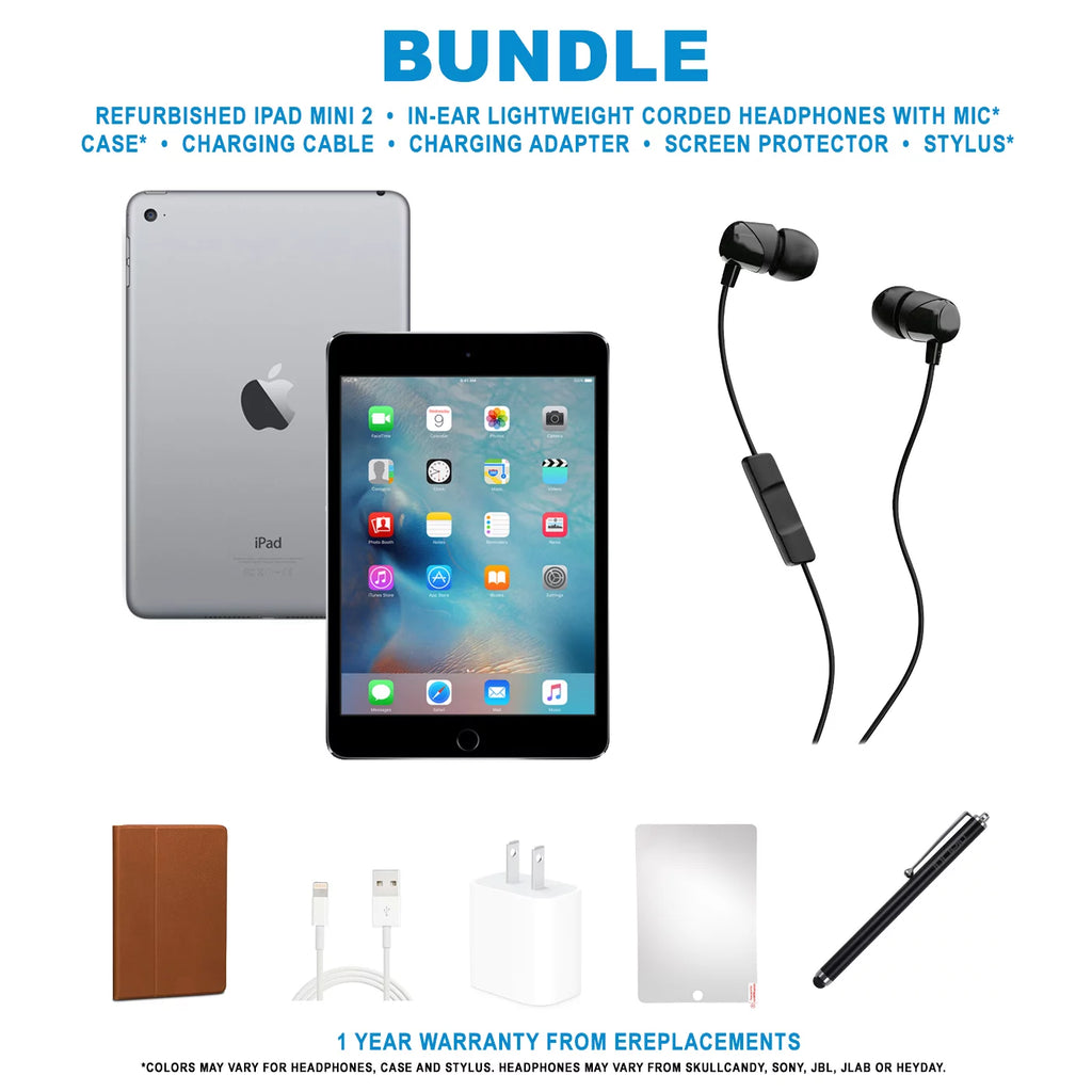 Restored Apple iPad Mini 2 16GB Black Bundle V58859