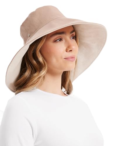 Women’s Ultra-Wide Cotton Linen Sun Hat UPF 50+ Packable Adjustable B24890