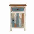 Rustic Multi-Color Wood 1-Drawer 1-Door End Table Y195324