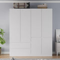 White 4 Door 2 Drawers Wooden Armoire Wardrobe D111