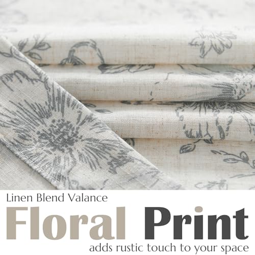 Linen Valance Yellow Leaf on Beige 16 Inch Rod Pocket 1 Panel Z956743