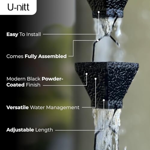 8.5 FT Metal Black Rain Chain with Square Cups D52874