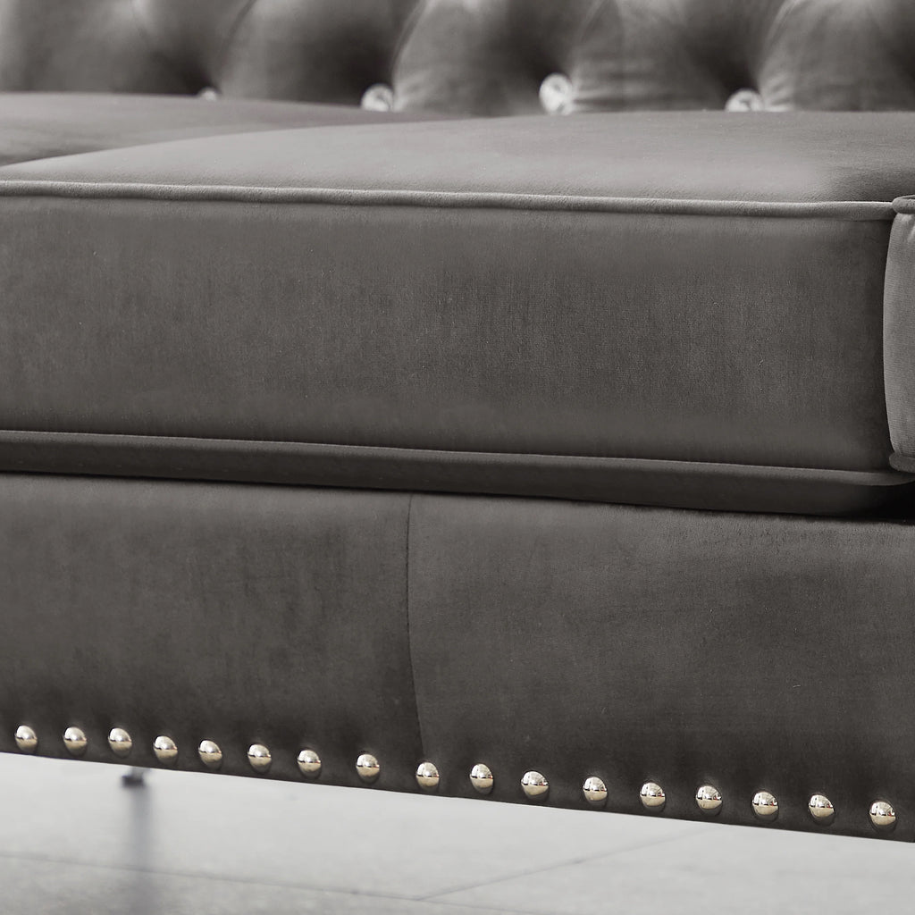Tufted Velvet Loveseat with 2 Pillows Metal Legs Z61564