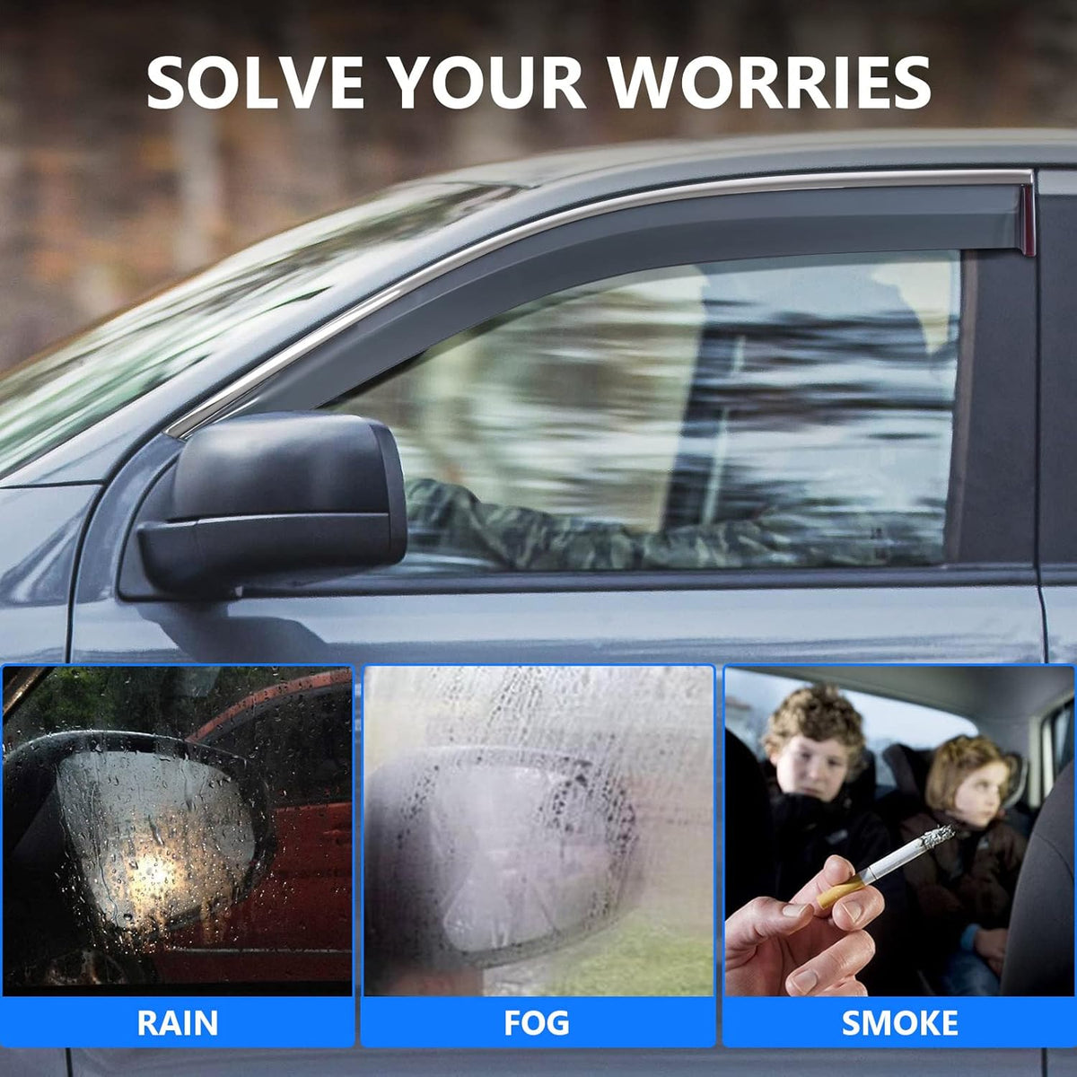 Window Rain Guards for Ford Ranger SuperCrew, Pack of 2 E7610