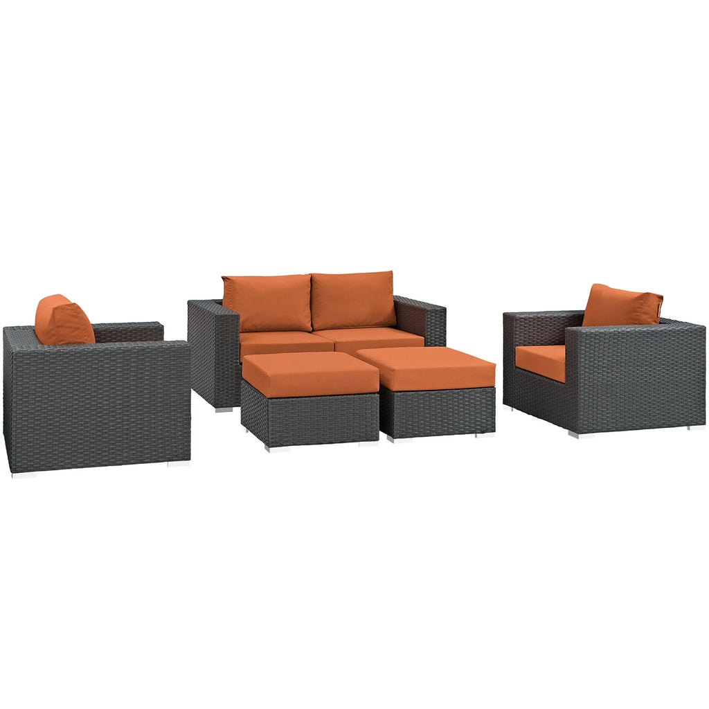 Orange Rattan Five PCS Sectional Sofa Set J173136