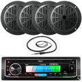 Single DIN Bluetooth Marine Stereo Receiver with 2 Pairs of 5.25'' Waterproof Marine Speakers D390942