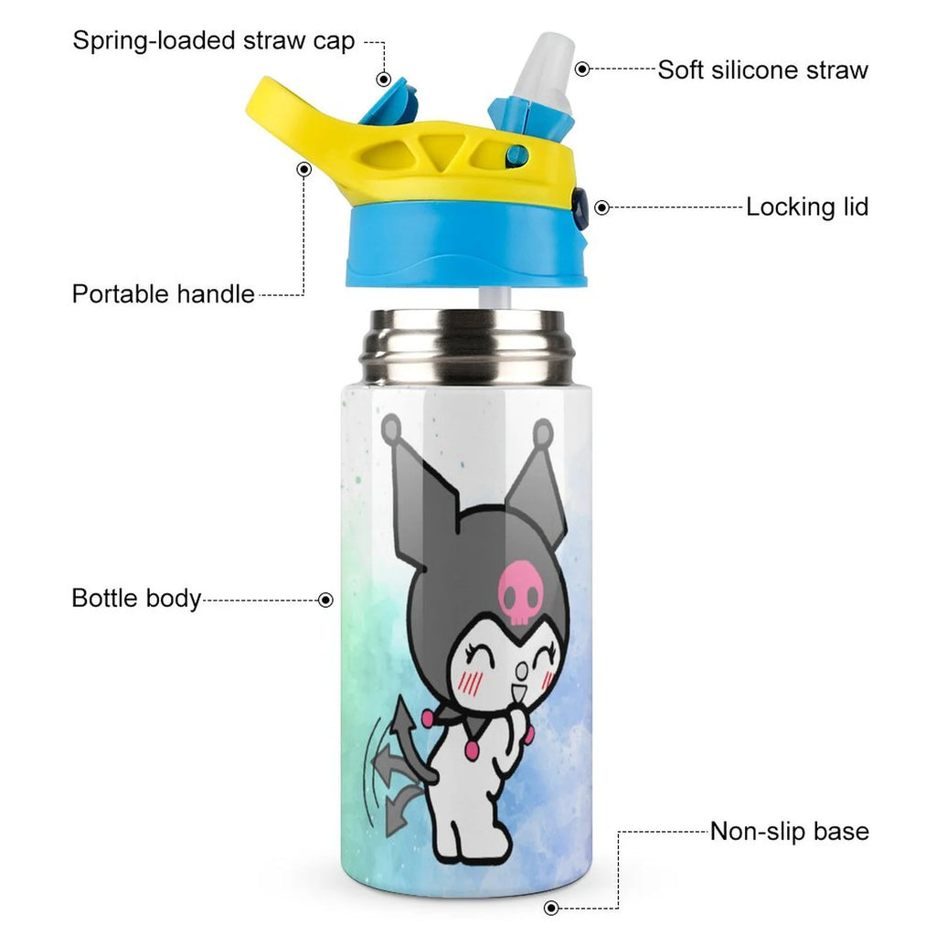 Stainless Steel Vacuum Insulated Children's Water Bottle With Straw P66968