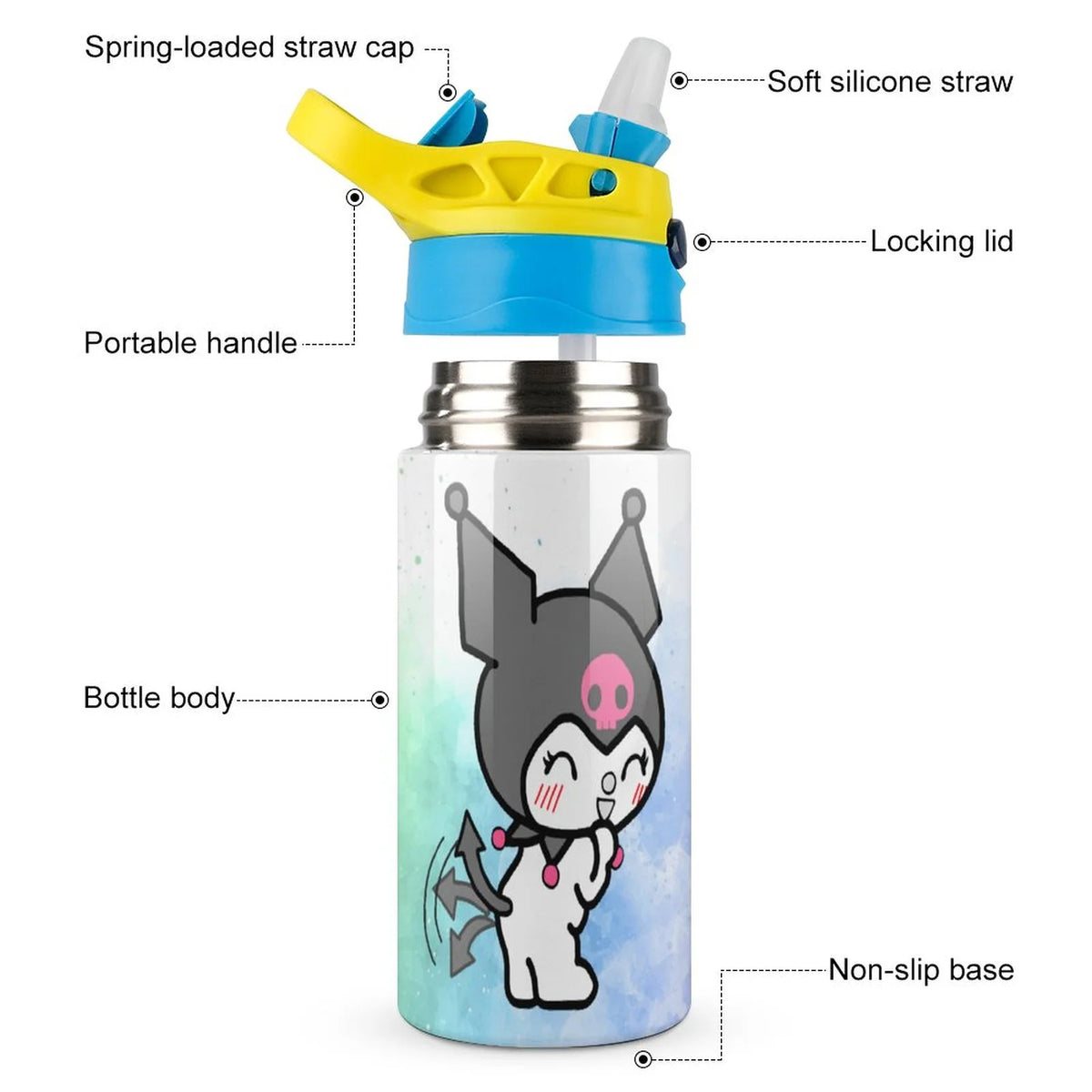Stainless Steel Vacuum Insulated Children's Water Bottle With Straw P66968
