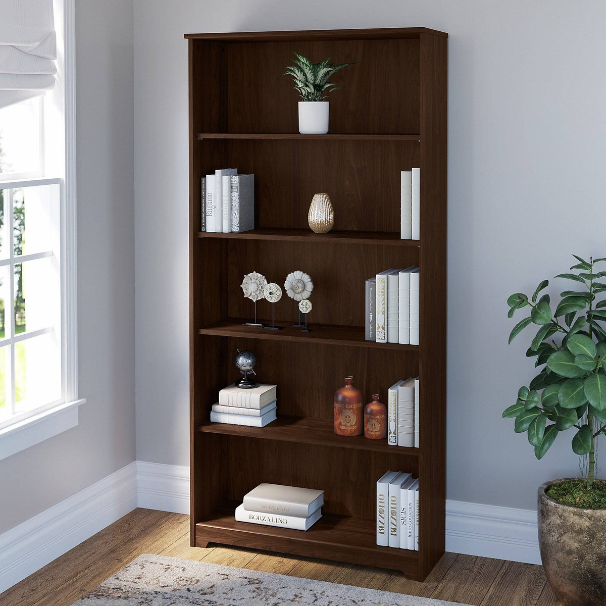 5 Shelf Bookcase in Modern Walnut T938