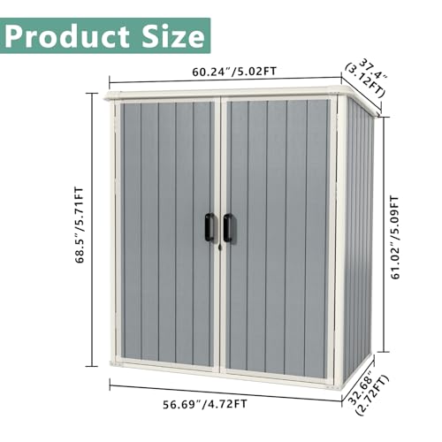 5 x 3FT Resin Storage Shed with Floor and Lockable Door L718835