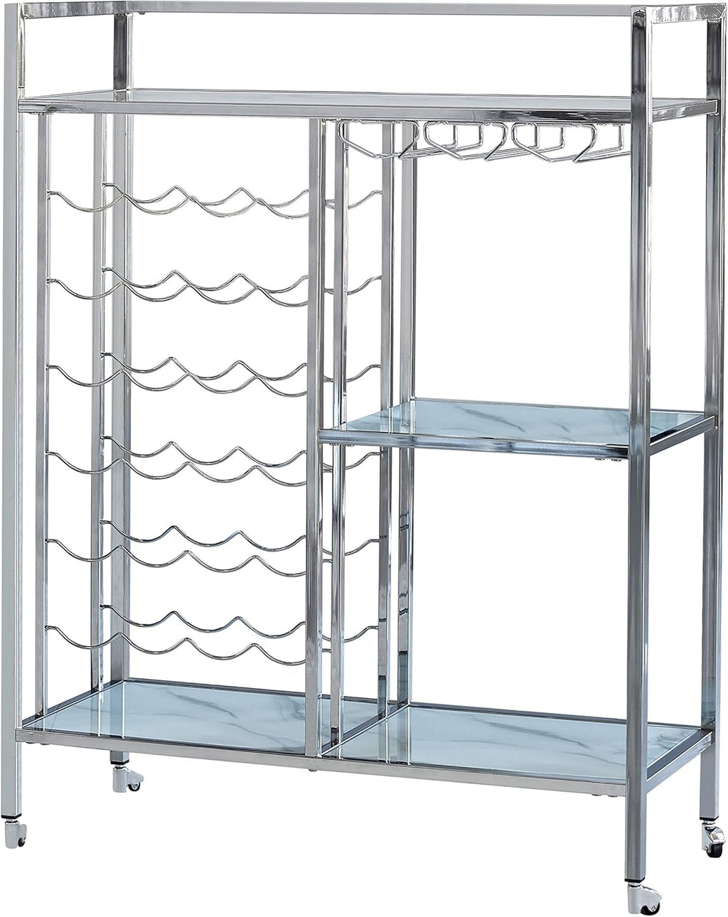 Chrome Glass Shelf Serving Cart R837708