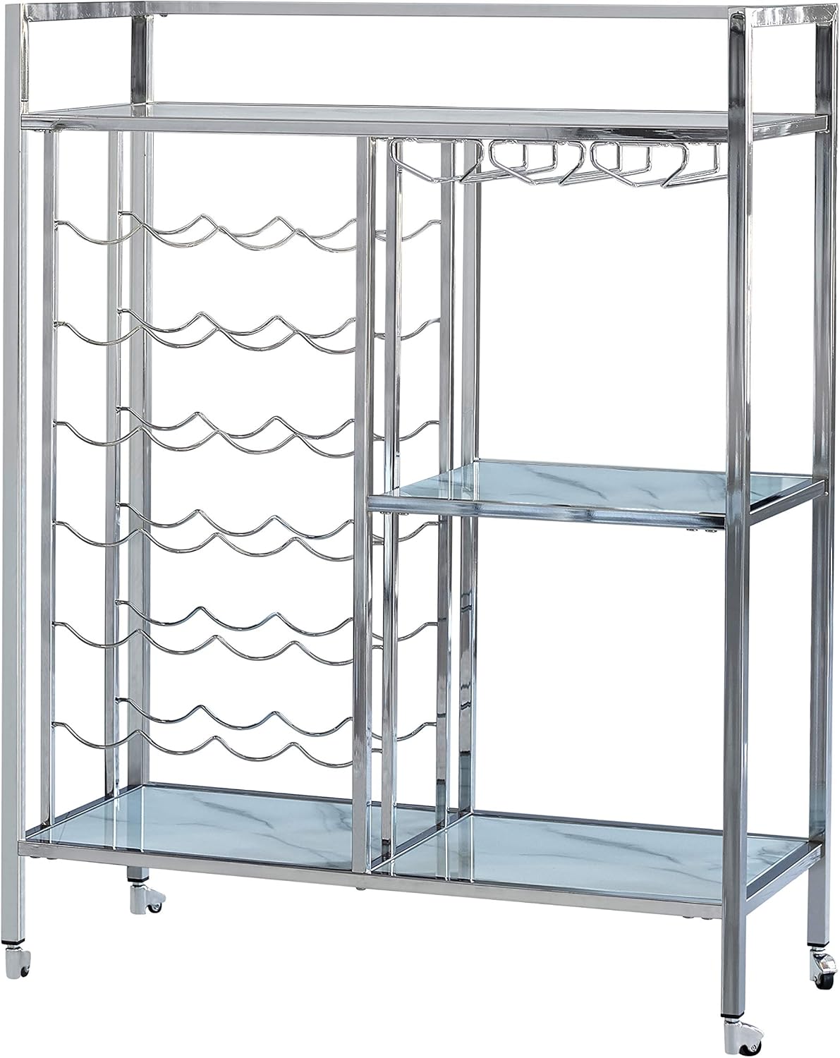 Chrome Glass Shelf Serving Cart R837708