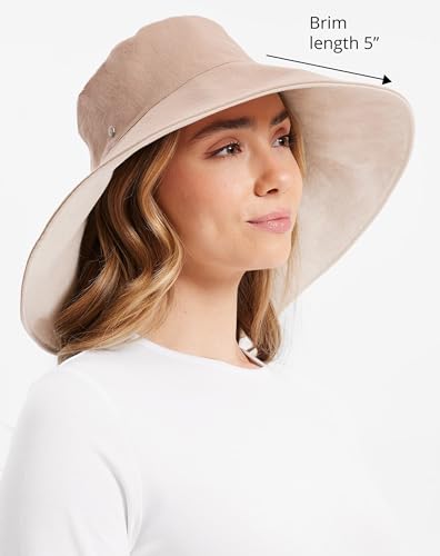 Women’s Ultra-Wide Cotton Linen Sun Hat UPF 50+ Packable Adjustable B24890