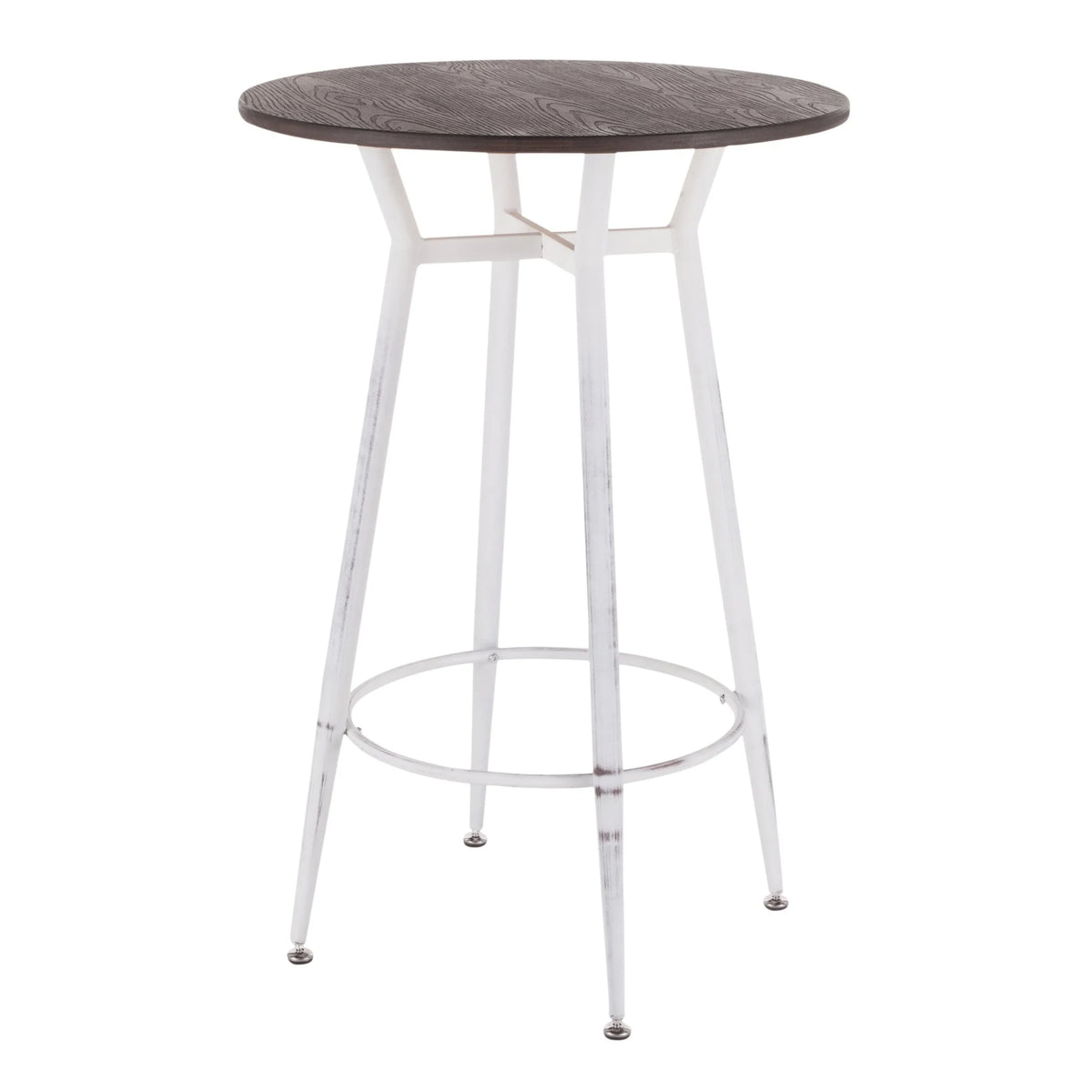 Vintage White Round Bar Table with Espresso Bamboo C487316