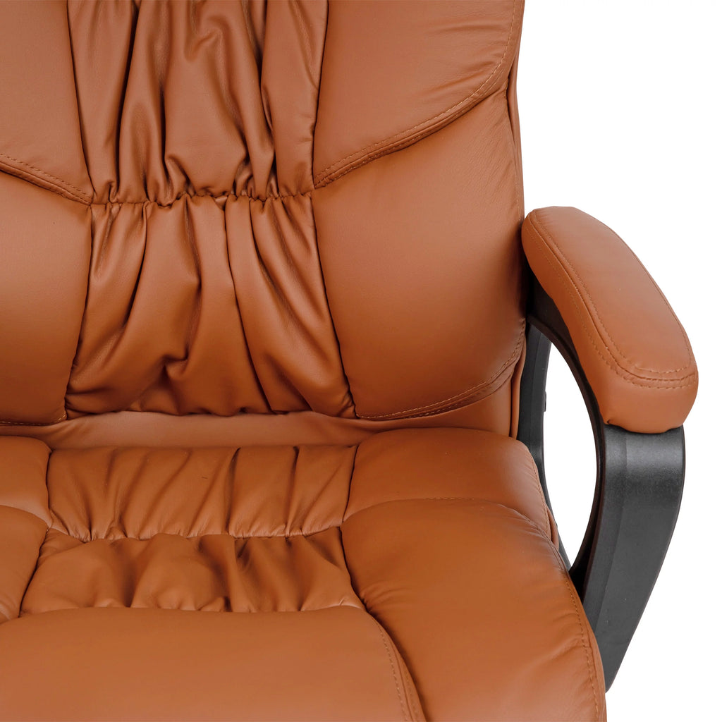 Brown LeatherSoft Swivel Office Chair with Padded Arms V95981