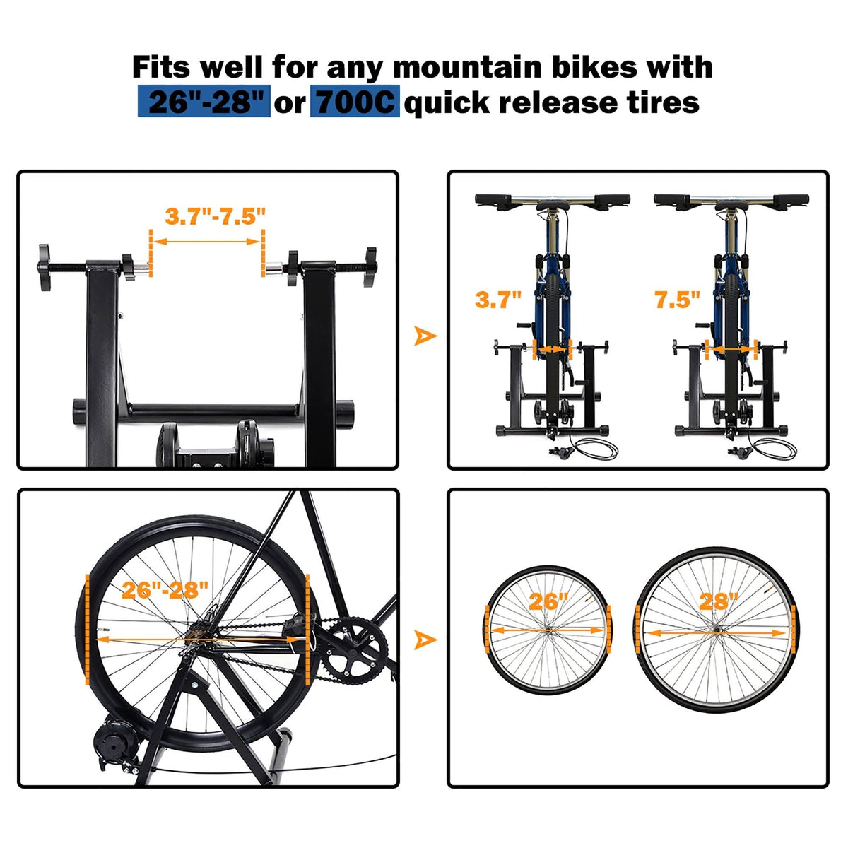 Magnetic Indoor Bicycle Trainer Exercise Stand 8 Levels - Black Y51274
