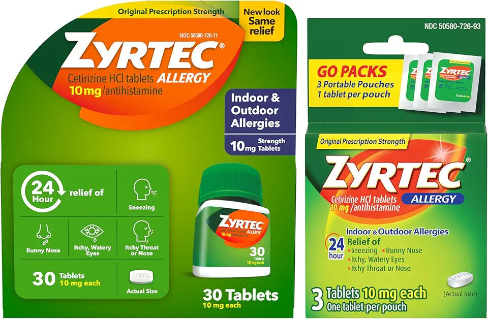 24 Hour Allergy Relief Tablets 10 mg Cetirizine HCl 30 ct Y738
