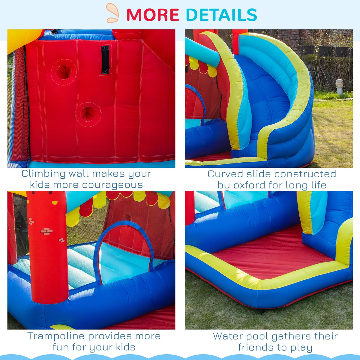 4 in 1 Inflatable Bounce House with Slide, Climbing Wall, and Pool or Ball Pit Z108372