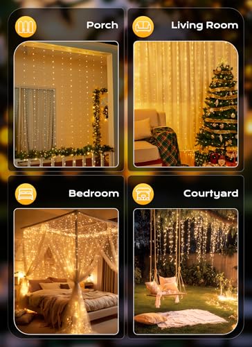 300 LED Blue Fairy Curtain Lights 9.8ft x 9.8ft 1 Pack C6642