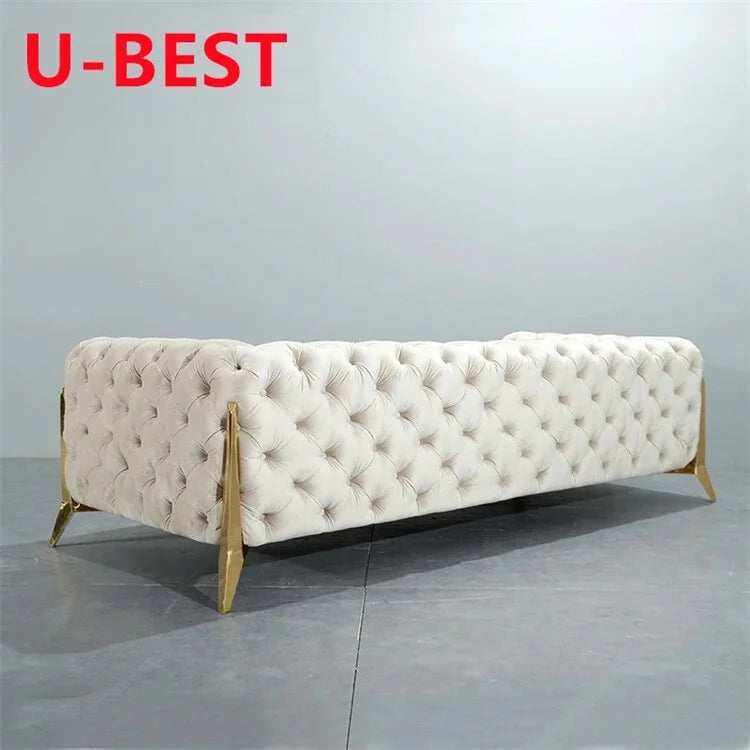 Velvet Tufted Sectional Sofa Set 4 Seat Z4918