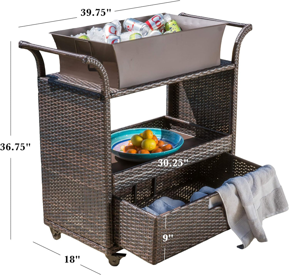 Indoor Wicker Bar Cart O35365