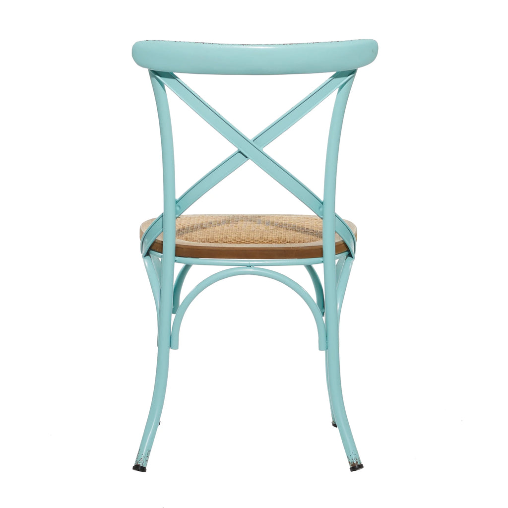 Metal Dining Chair with Brown Rattan Seat, Set of 2 K3125