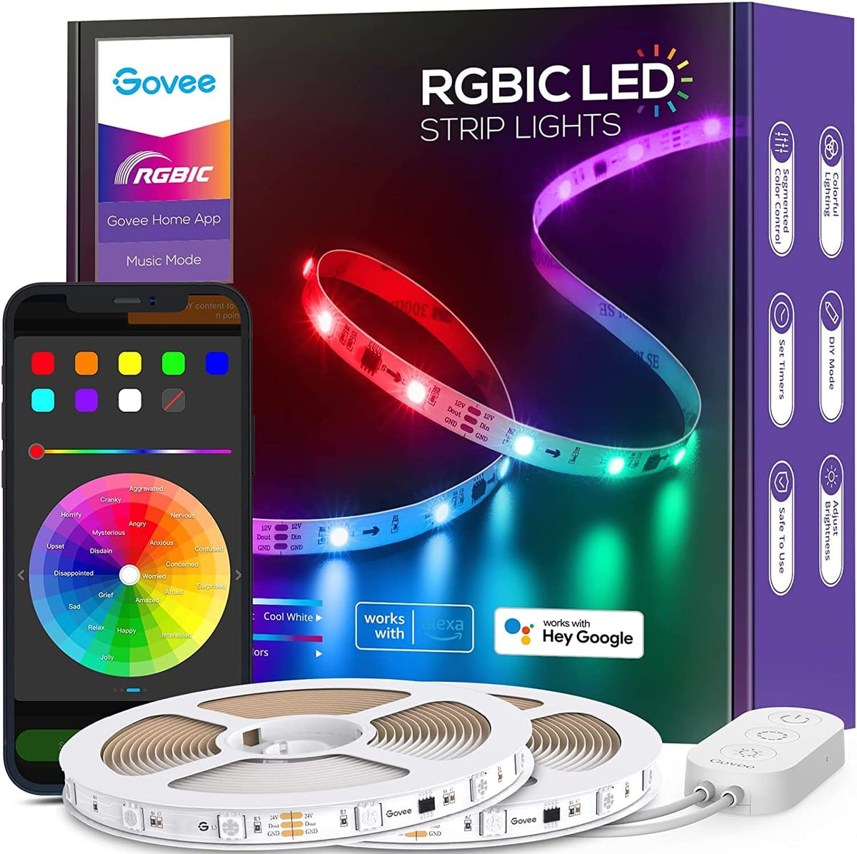 RGBIC LED Strip Lights 32.8ft WiFi Color Changing Smart Music Lights Pack of 2 S332