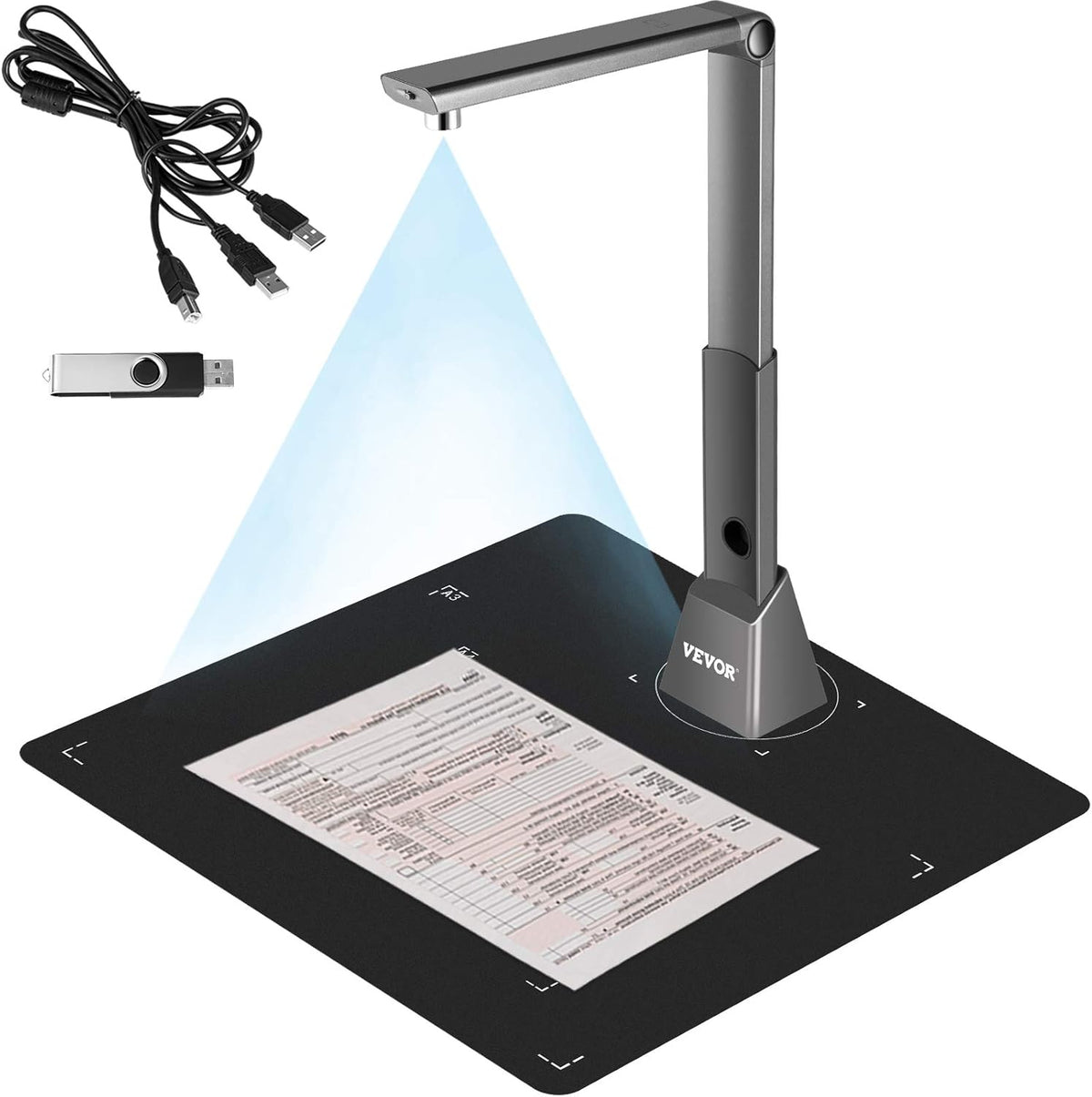 Document Scanner Camera with OCR Function, 10 Mega-Pixel Lens with LED Lights H4517