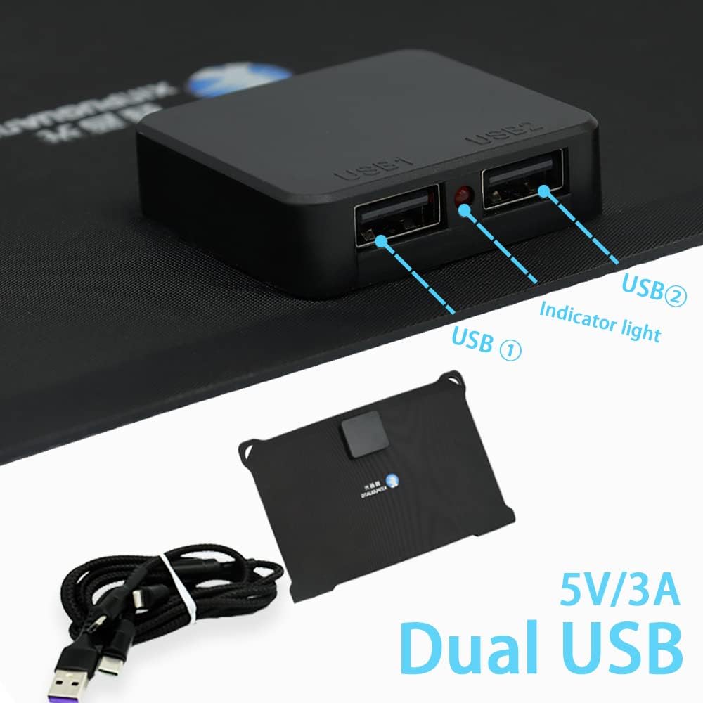 28W Foldable Solar Panel with 2 USB Output Ports S6014