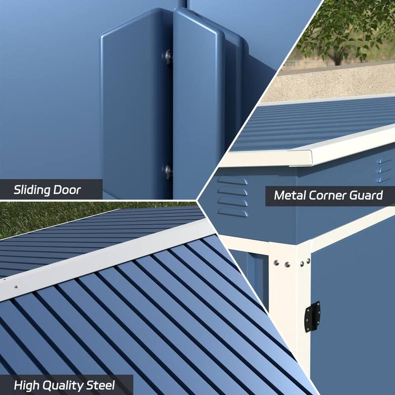 Blue Metal Outdoor Storage Shed with Air Vents W419894