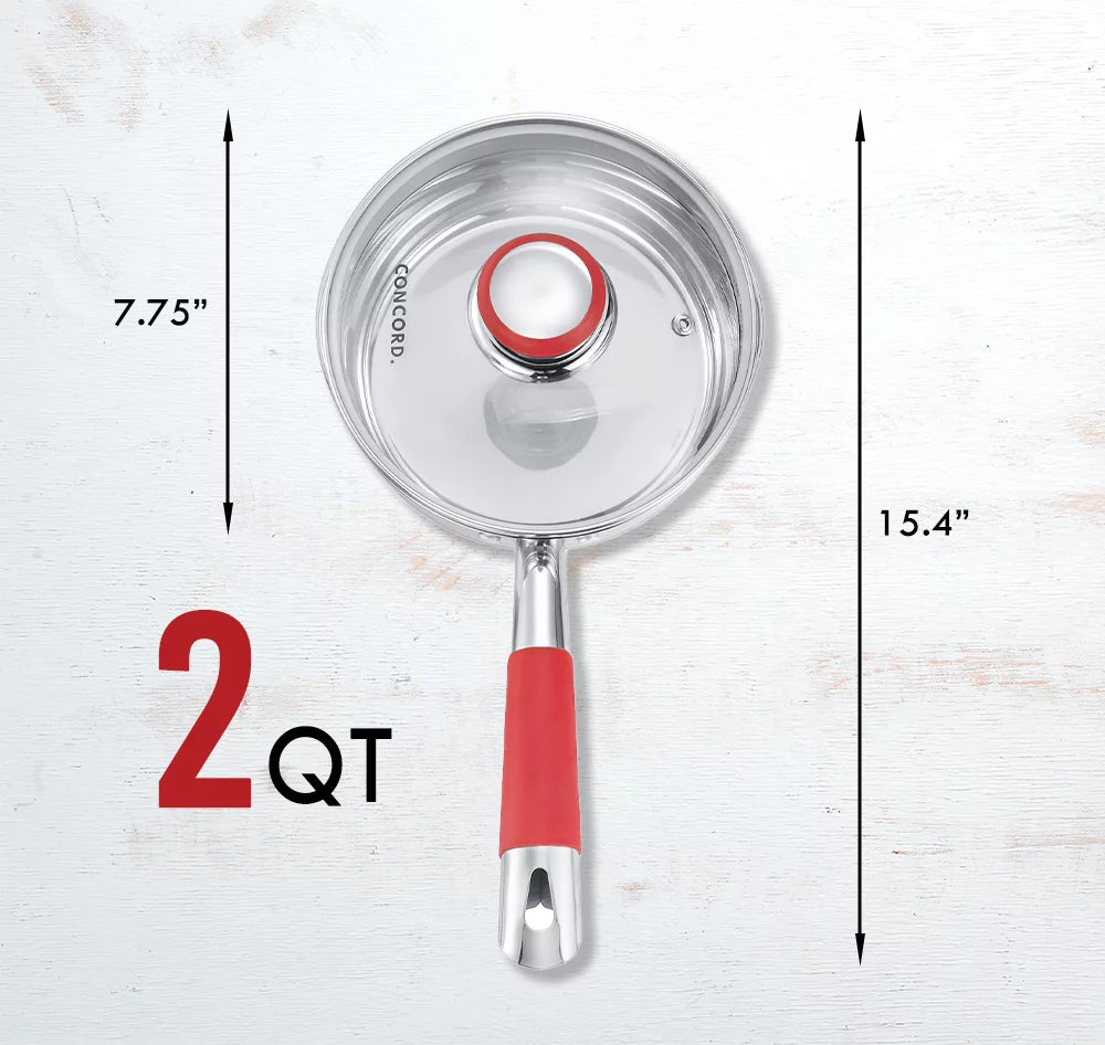 2 Quart Stainless Steel Saucepan with Vented Glass Lid X320