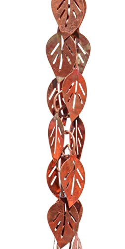 3 Feet Length Copper Cascading Leaves Rain Chain W68744