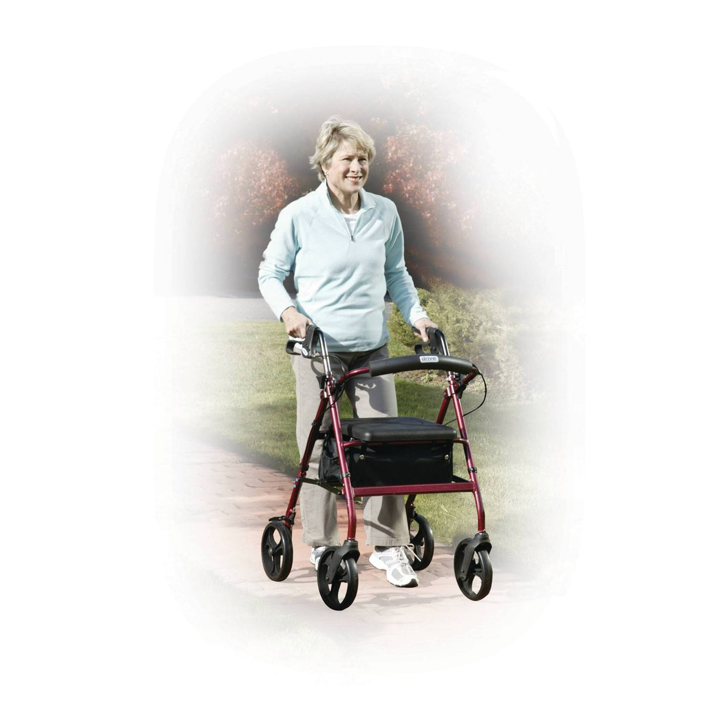Red Aluminum Rollator with Padded Seat L966