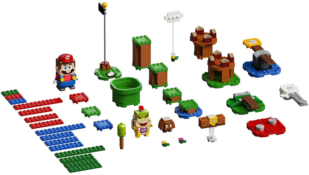 Super Mario Adventures with Mario Starter Course Building Kit, Interactive Set Featuring Mario, Bowser Jr. and Goomba Figures (231 Pieces) R91541