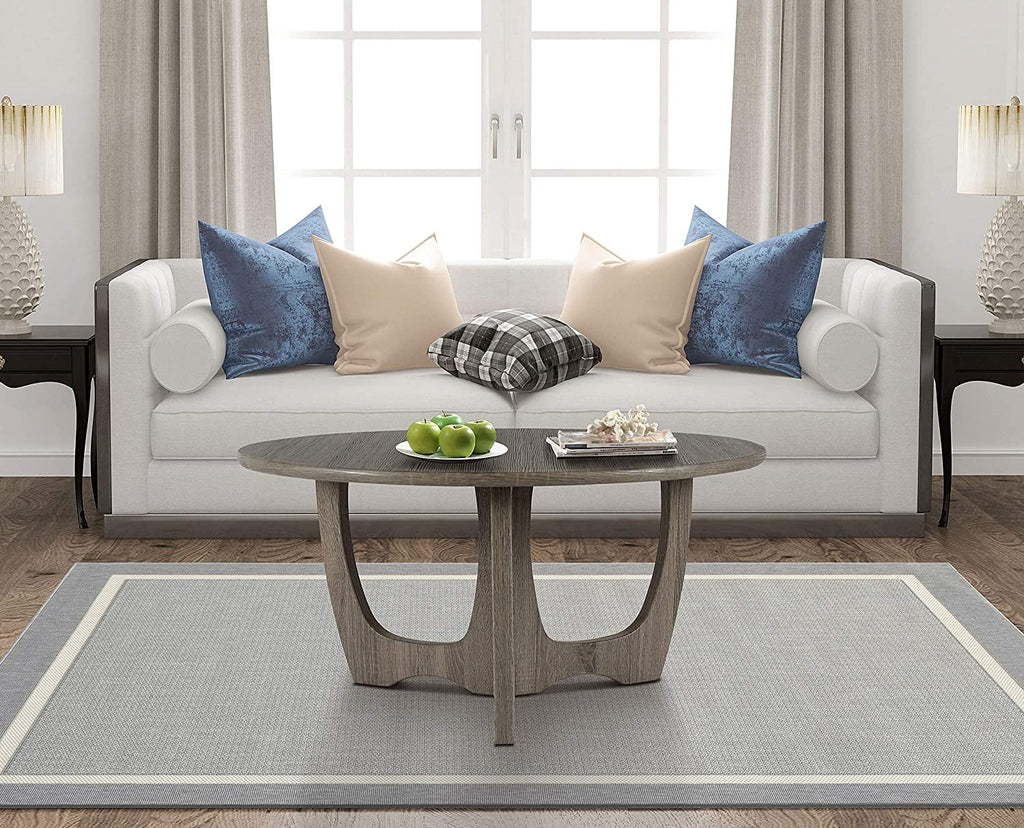Wooden Round Coffee Table 35.5 x 18 Inches Natural O872420