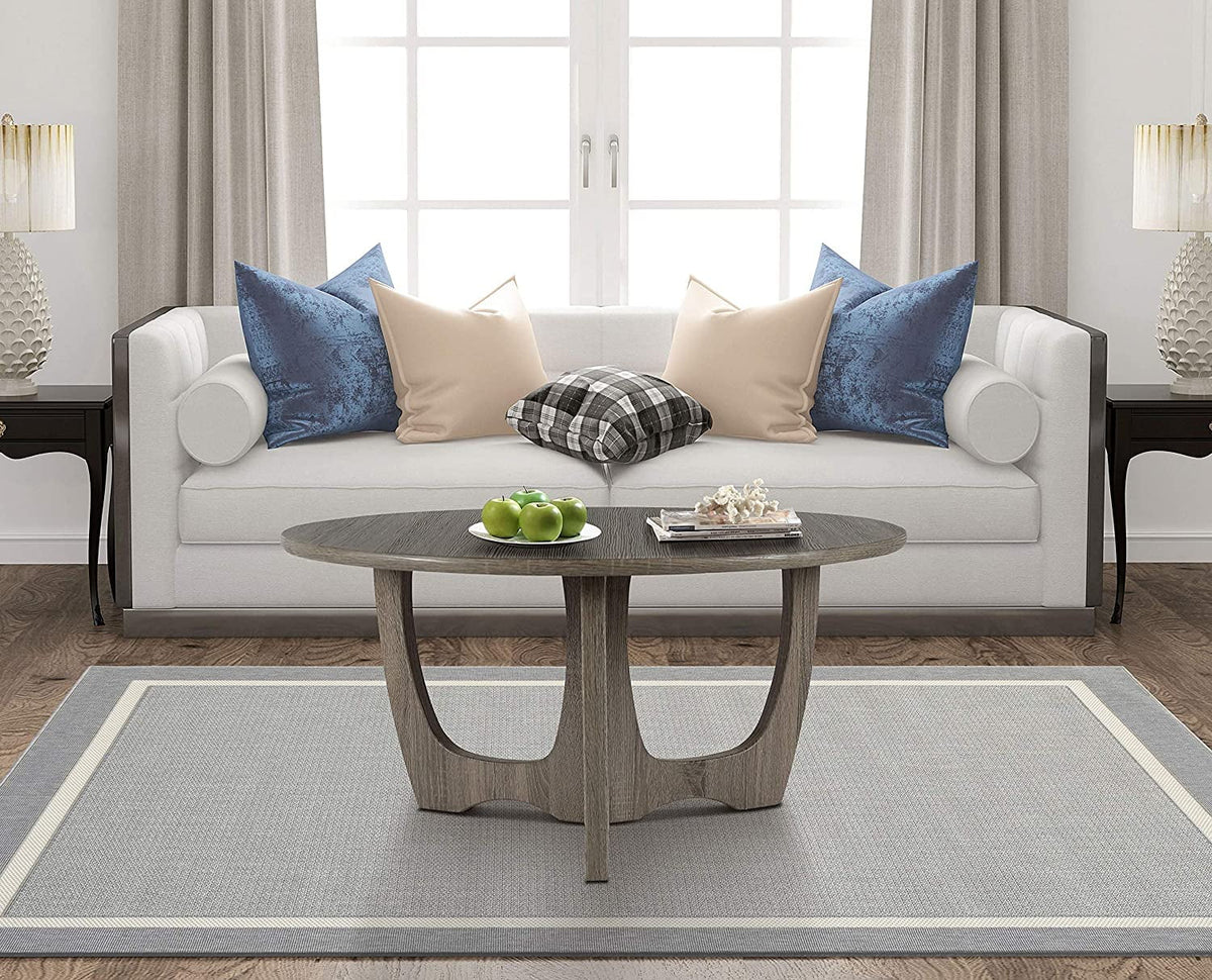 Wooden Round Coffee Table 35.5 x 18 Inches Natural O872420