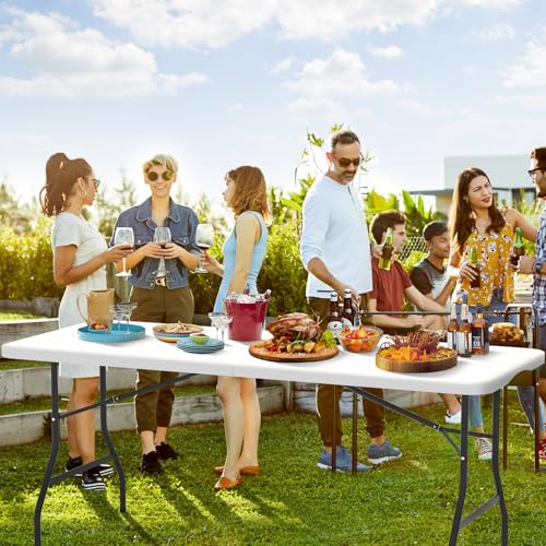 White 6 Foot Heavy Duty Plastic Folding Table H75273